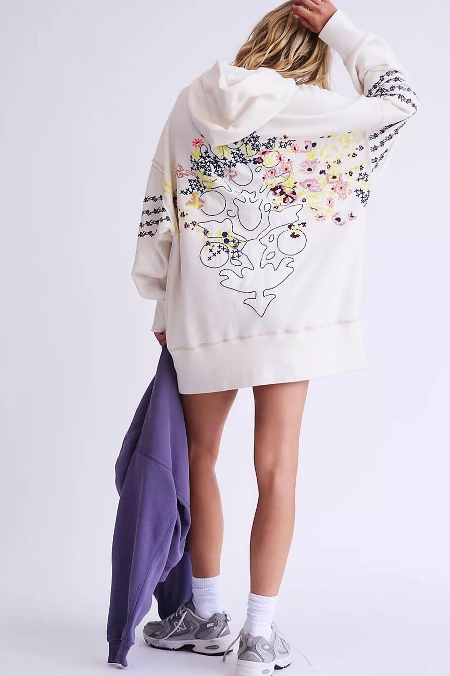 Free People Movement At My Best Embroidered Hoodie XS L